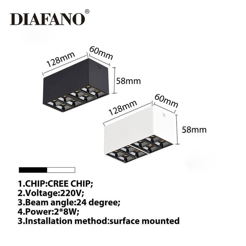 Moderno foco de caja LED en metal Luz