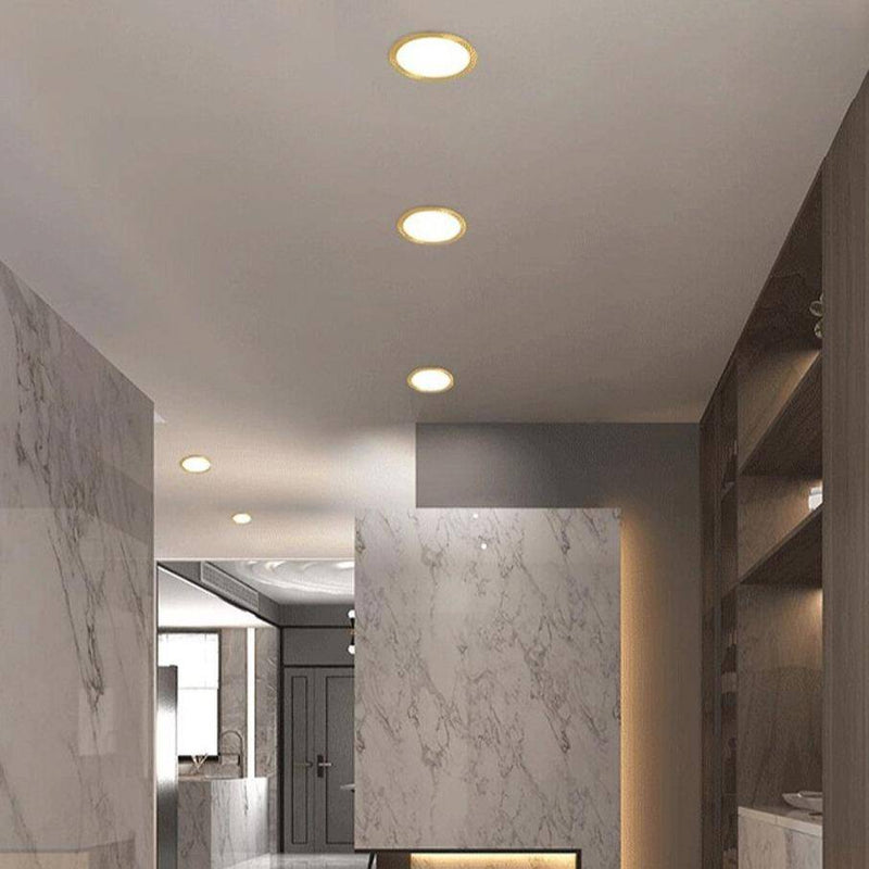 Spot encastré LED rond avec bordure dorée