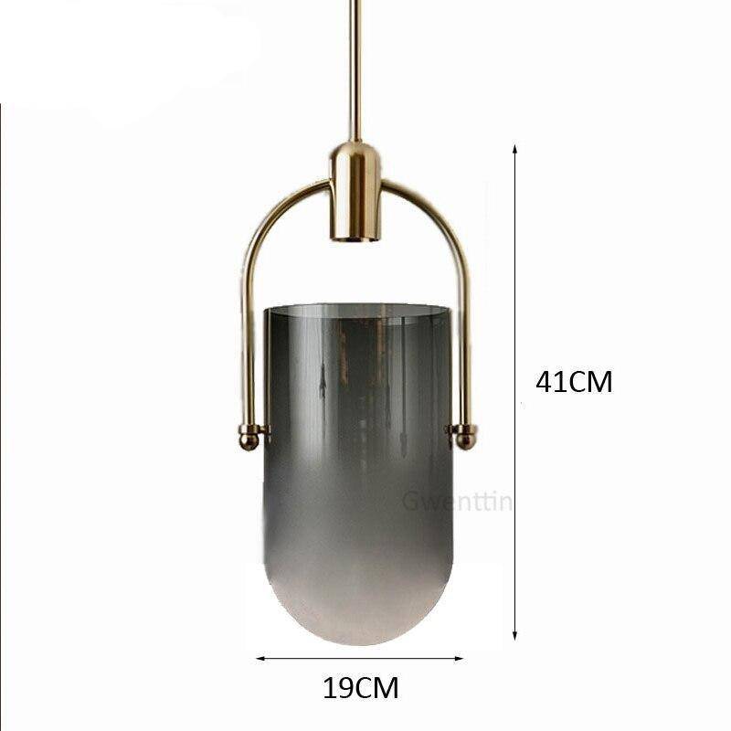 Suspension design LED en métal avec abat-jour arrondi en verre Luxury
