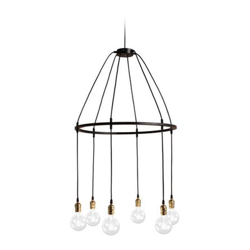 pendant light industrial LED with several retro bulbs