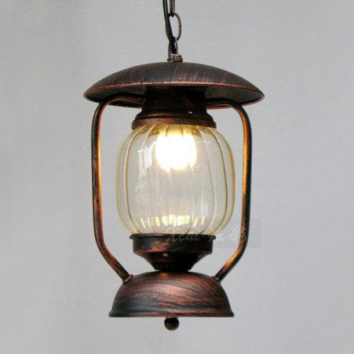 Suspension rétro LED en métal avec abat-jour en verre arrondi - vue 4 sur 5