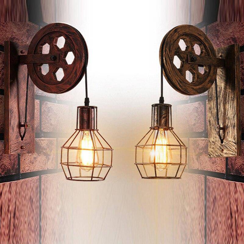 wall lamp retro LED wall mounted with industrial metal cage