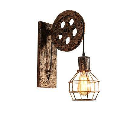 wall lamp retro LED wall mounted with industrial metal cage