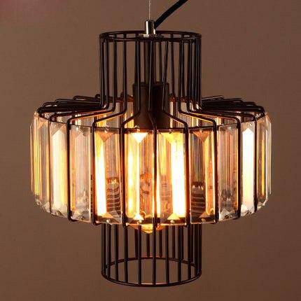 pendant light retro LED with lampshade metal and crystal glass