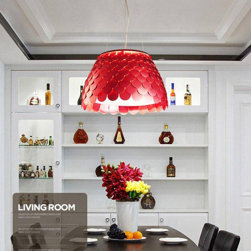 Suspension design LED avec abat-jour conique en tuile colorée - vue 6 sur 9