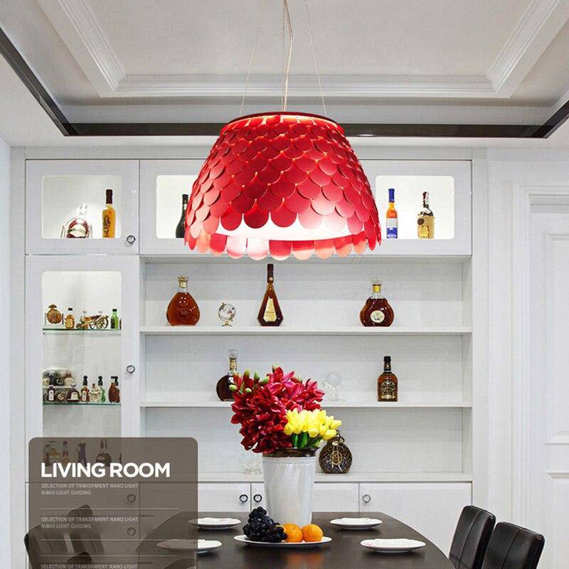 Suspension design LED avec abat-jour conique en tuile colorée - vue 5 sur 9
