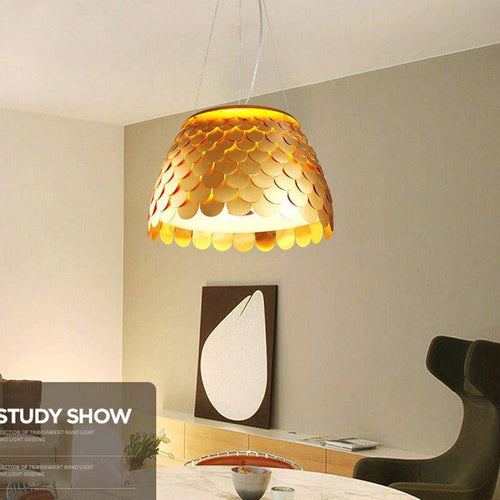 Suspension design LED avec abat-jour conique en tuile colorée - vue 3 sur 9