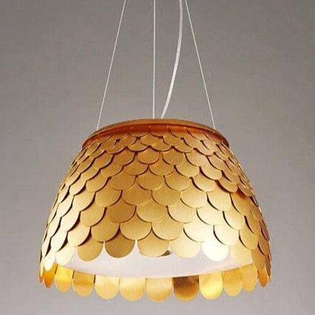 Suspension design LED avec abat-jour conique en tuile colorée - vue 8 sur 9