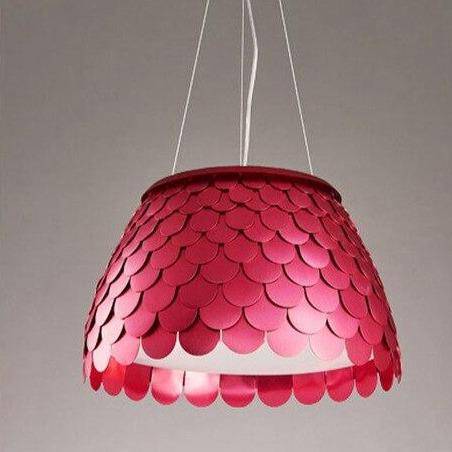 Suspension design LED avec abat-jour conique en tuile colorée - vue 9 sur 9