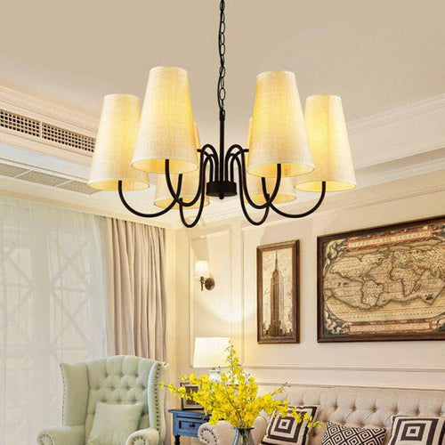 pendant light metal LED backlight with multiple fabric shades