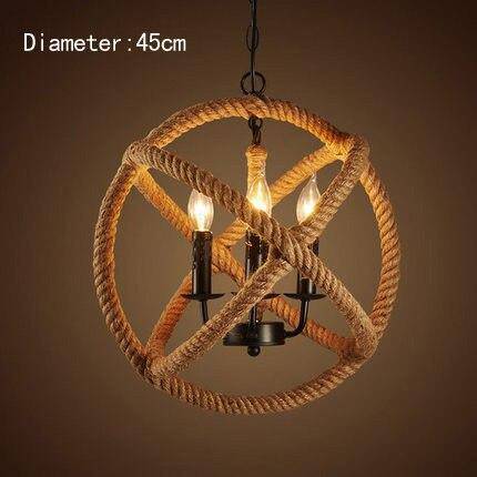 pendant light rustic LED with rope circle