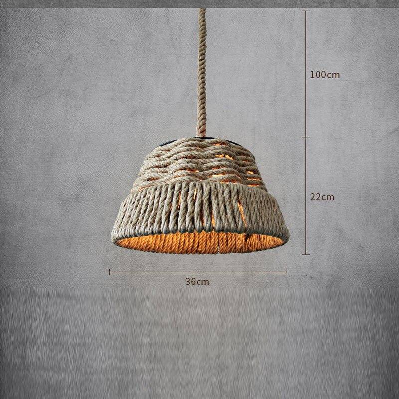 pendant light rustic LED with lampshade rope