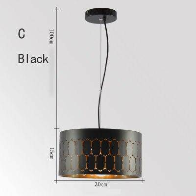 Suspension design LED avec abat-jour retro arrondi en métal