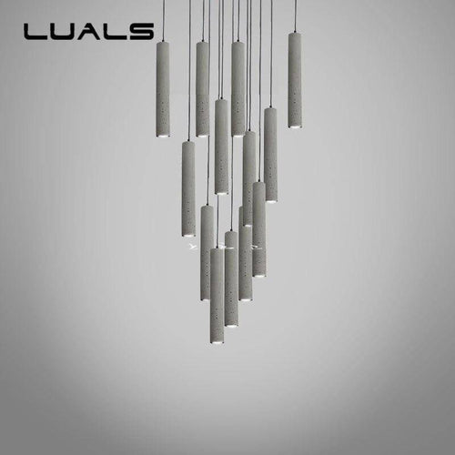 Suspension design LED allongée en ciment gris - vue 5 sur 8