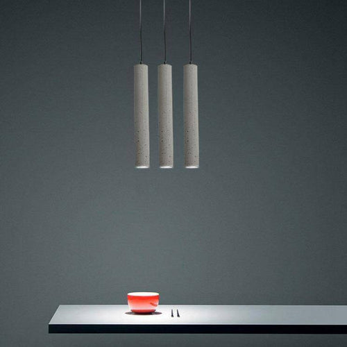 pendant light elongated LED design in gray cement