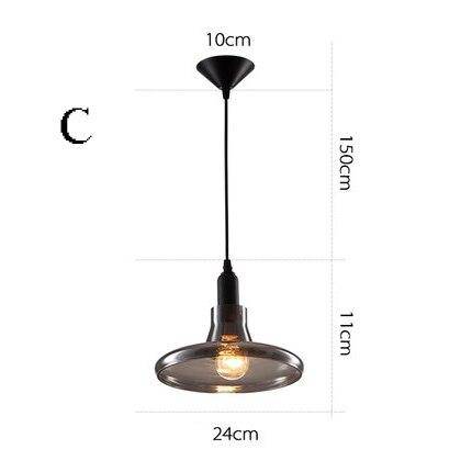 pendant light black LED design with lampshade rounded glass