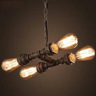 Lámpara de suspensión LED de metal industrial con bombillas de estilo retro