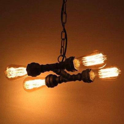 Lámpara de suspensión LED de metal industrial con bombillas de estilo retro