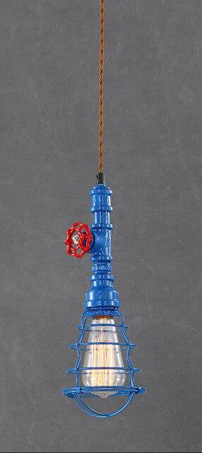 Lustre industriel LED avec plusieurs abat-jours cage en métal coloré - vue 8 sur 14