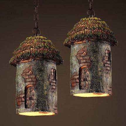 pendant light rustic house shaped LED Deco