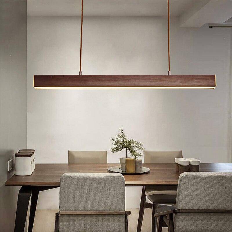 Suspension moderne LED allongé imitation bois