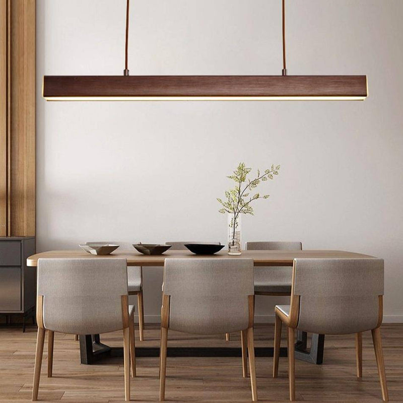 Suspension moderne LED allongé imitation bois