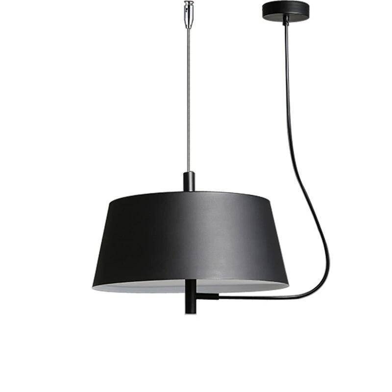 Lámpara de suspensión LED moderno con pantalla metálica negra redondeada