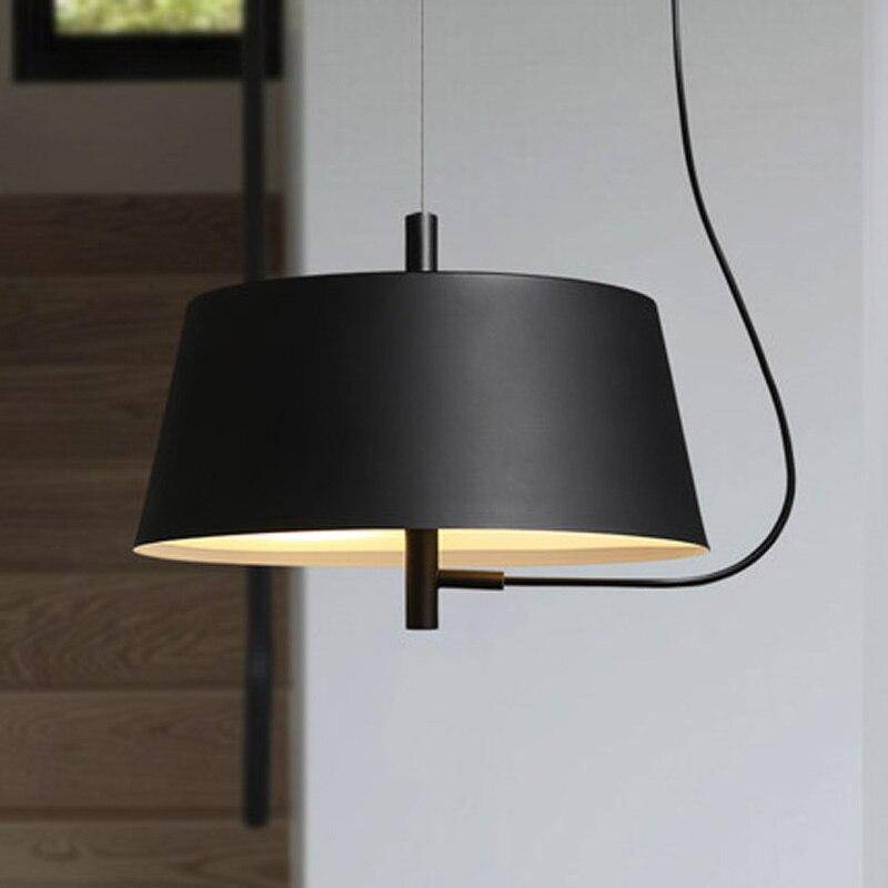 pendant light modern LED with lampshade rounded black metal