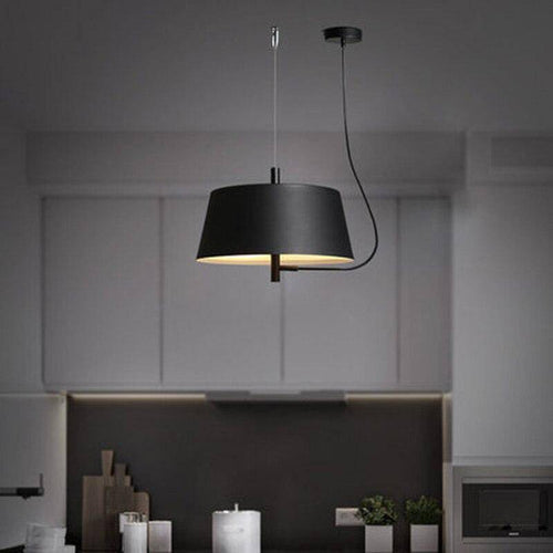 pendant light modern LED with lampshade rounded black metal