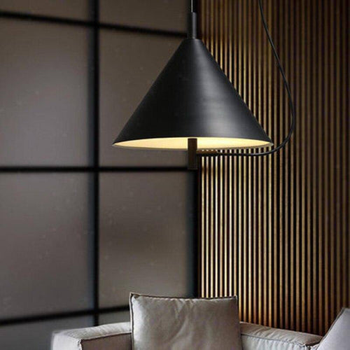 Suspension moderne LED avec abat-jour conique métal noir - vue 4 sur 4