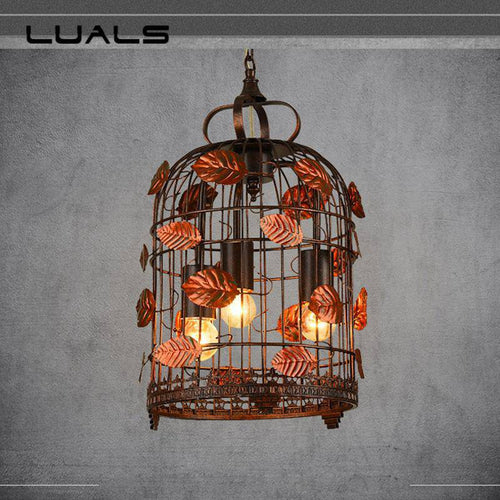 Suspension retro LED en métal style cage aux oiseaux - vue 5 sur 7