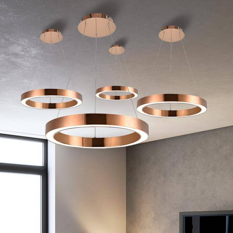 Suspension design LED avec cercle en métal aux bords épais Luxury - vue 2 sur 5