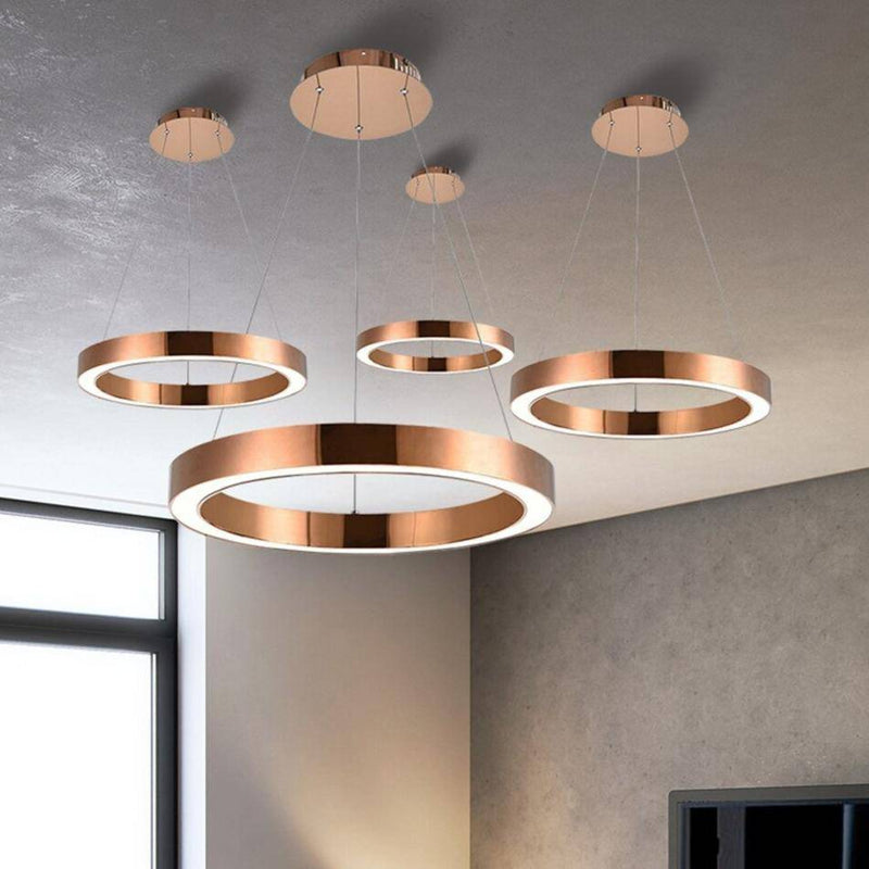Suspension design LED avec cercle en métal aux bords épais Luxury