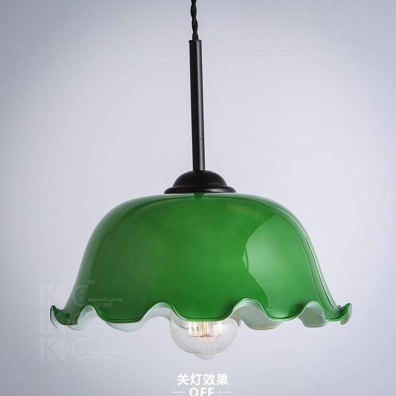 pendant light LED retro with lampshade with curved edges