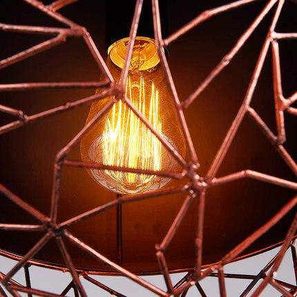 pendant light LED design with lampshade rounded metal and Edison bulb