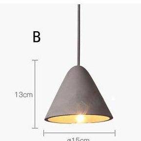 Suspension design à LED avec abat-jour arrondie en ciment