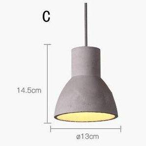 Suspension design à LED avec abat-jour arrondie en ciment