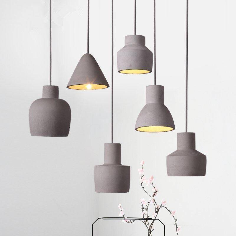 pendant light LED design with lampshade rounded cement