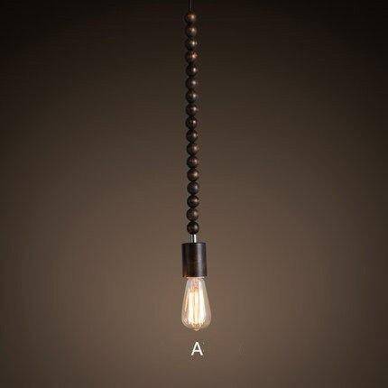 pendant light wooden retro with Edison bulb