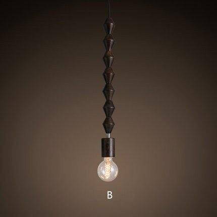 Lámpara de suspensión retro de madera con bombilla Edison