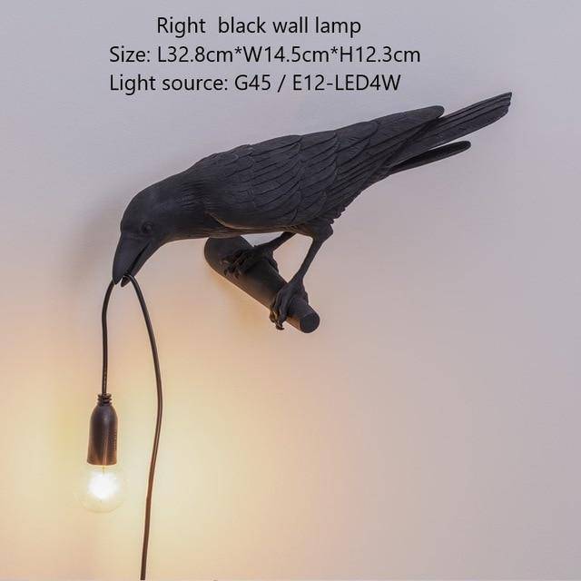 Applique murale LED avec oiseau qui tient une lampe dans son bec