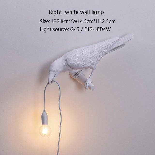 Applique murale LED avec oiseau qui tient une lampe dans son bec