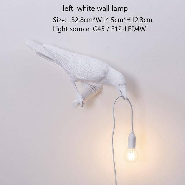 Applique murale LED avec oiseau qui tient une lampe dans son bec