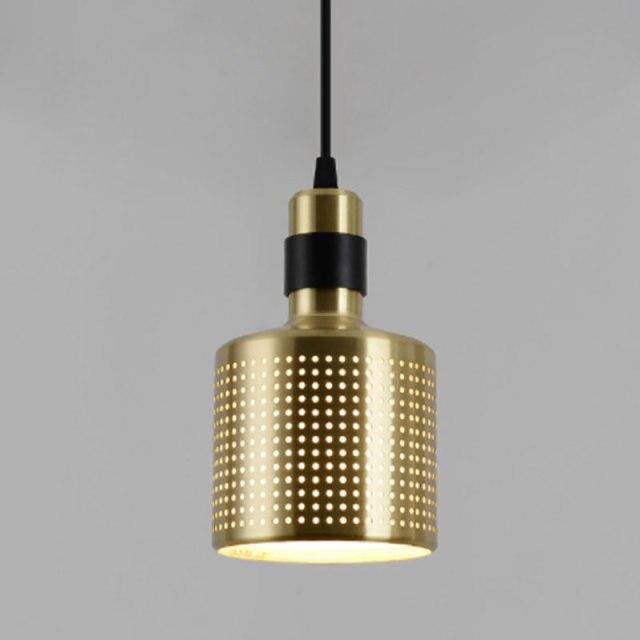 Suspension design LED cylindre arrondi en métal cuivré