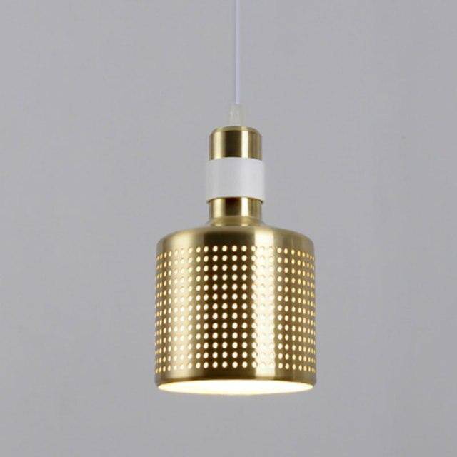 pendant light LED design rounded cylinder in copper-plated metal