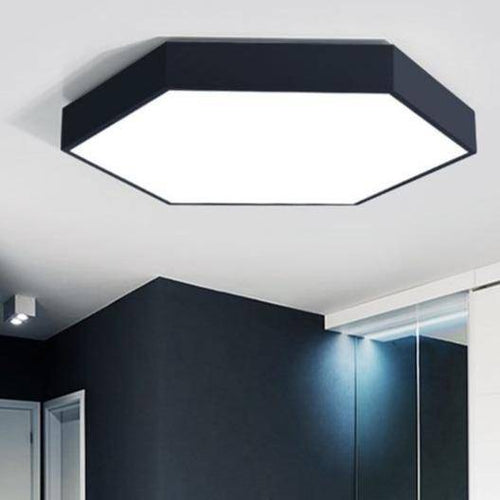 Plafonnier LED hexagone noir