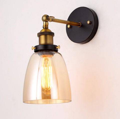wall lamp Rustic vintage LED wall lamp in glass and gold