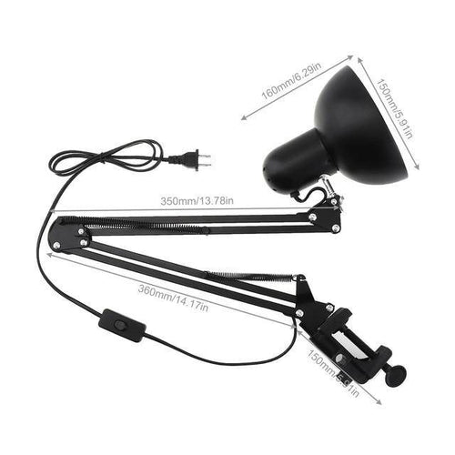 Lampe de bureau LED à pince à bras articulé noir - vue 7 sur 7
