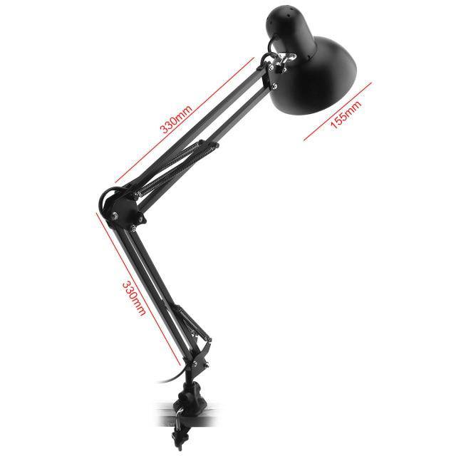 Lampe de bureau LED à pince à bras articulé noir