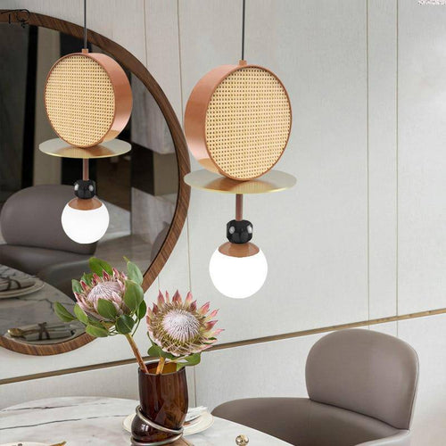 Suspension design à LED avec abat-jour disque en métal coloré - vue 3 sur 15